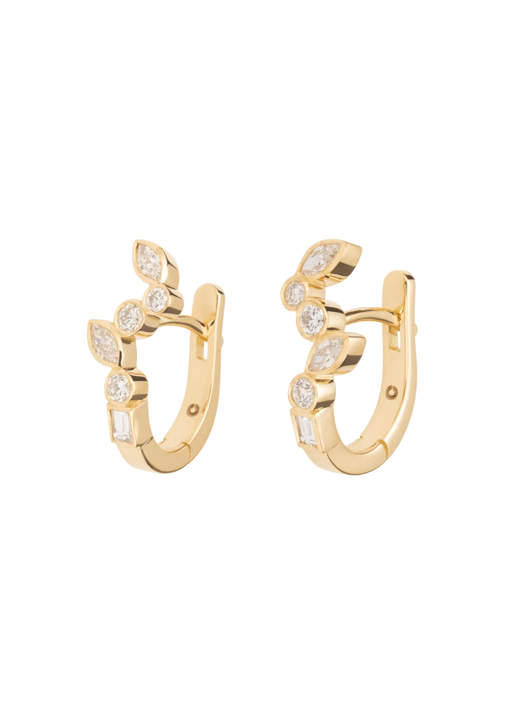 dancing diamond huggies 18k