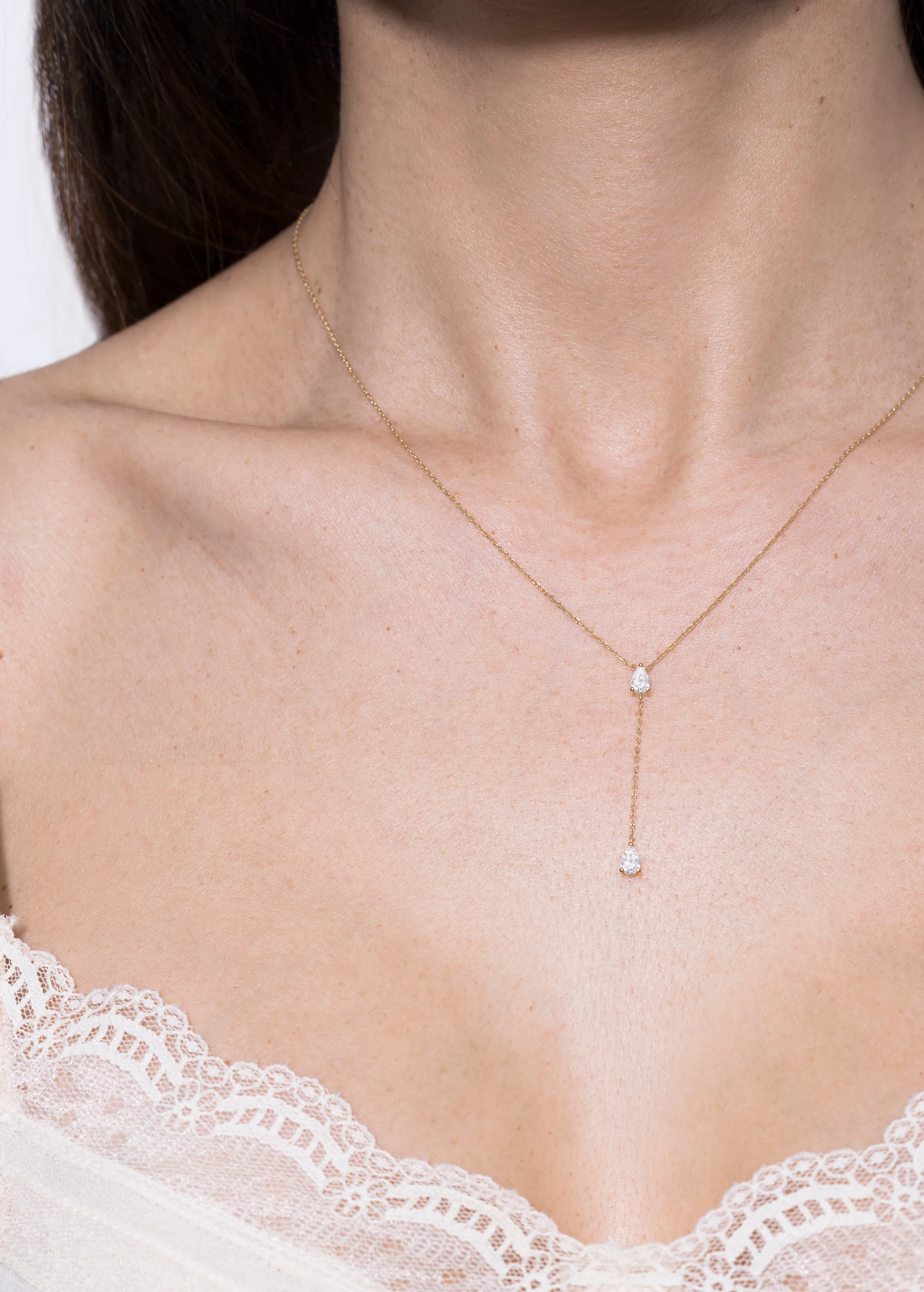 two diamonds linked 18k necklace - Image 3